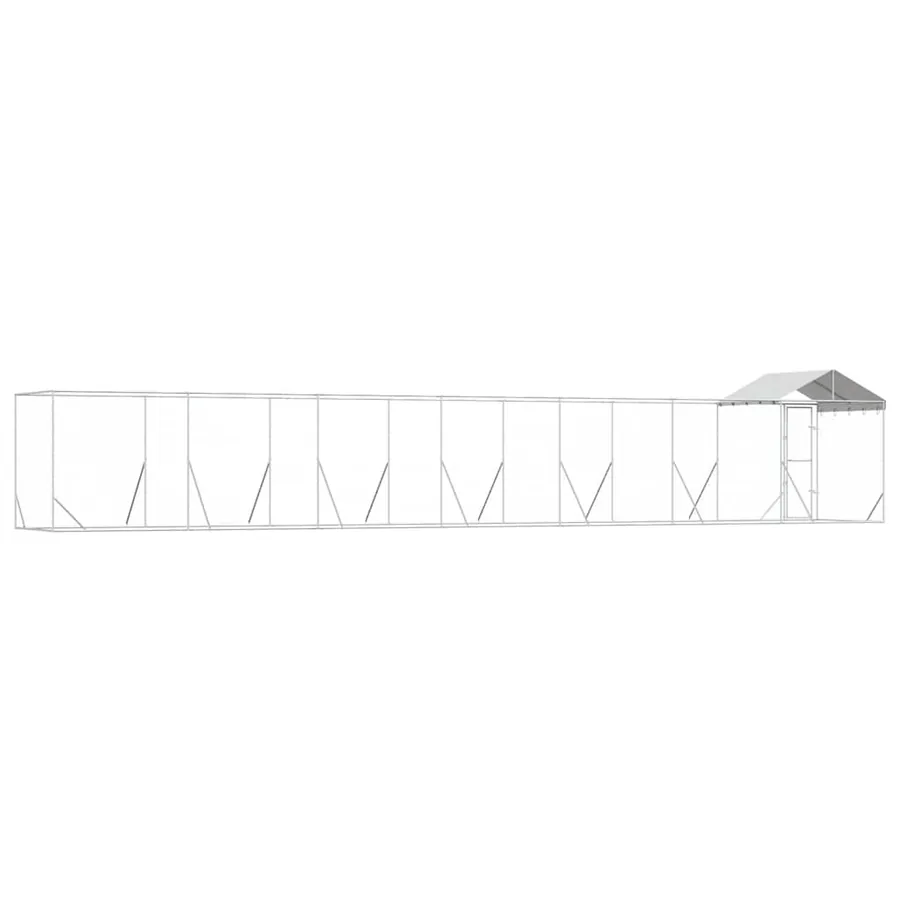 Chenil d'extérieur pour chiens avec toit argenté 14x2x2,5 m - 7