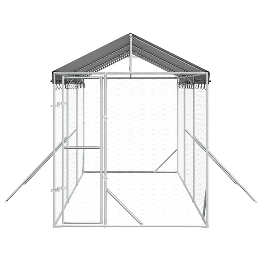 Chenil d'extérieur pour chiens avec toit argenté 2x6x2,5 m - 4