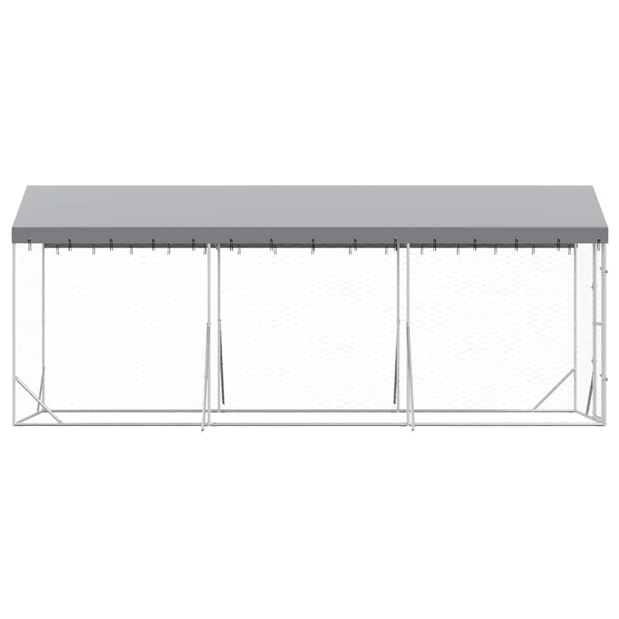 Chenil d'extérieur pour chiens avec toit argenté 2x6x2,5 m - 5