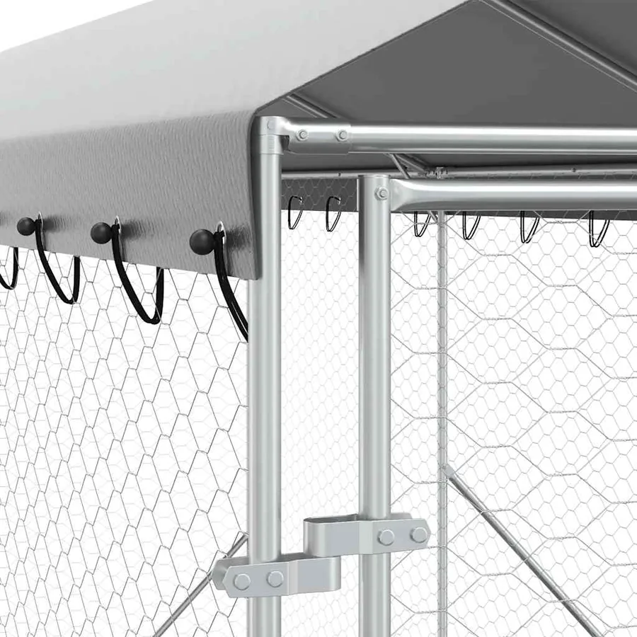 Chenil d'extérieur pour chiens avec toit argenté 2x6x2,5 m - 7