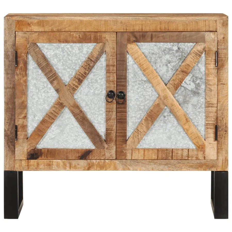 Buffet 80x30x71 cm bois de manguier brut massif et métal - 3