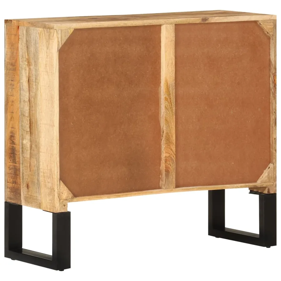 Buffet 80x30x71 cm bois de manguier brut massif et métal - 4