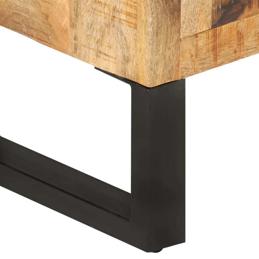 Buffet 80x30x71 cm bois de manguier brut massif et métal - 6
