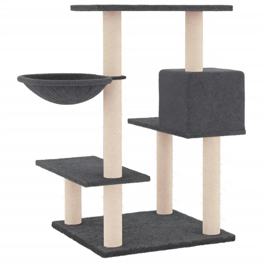 Arbre à chat avec griffoirs en sisal gris foncé 82,5 cm - 5