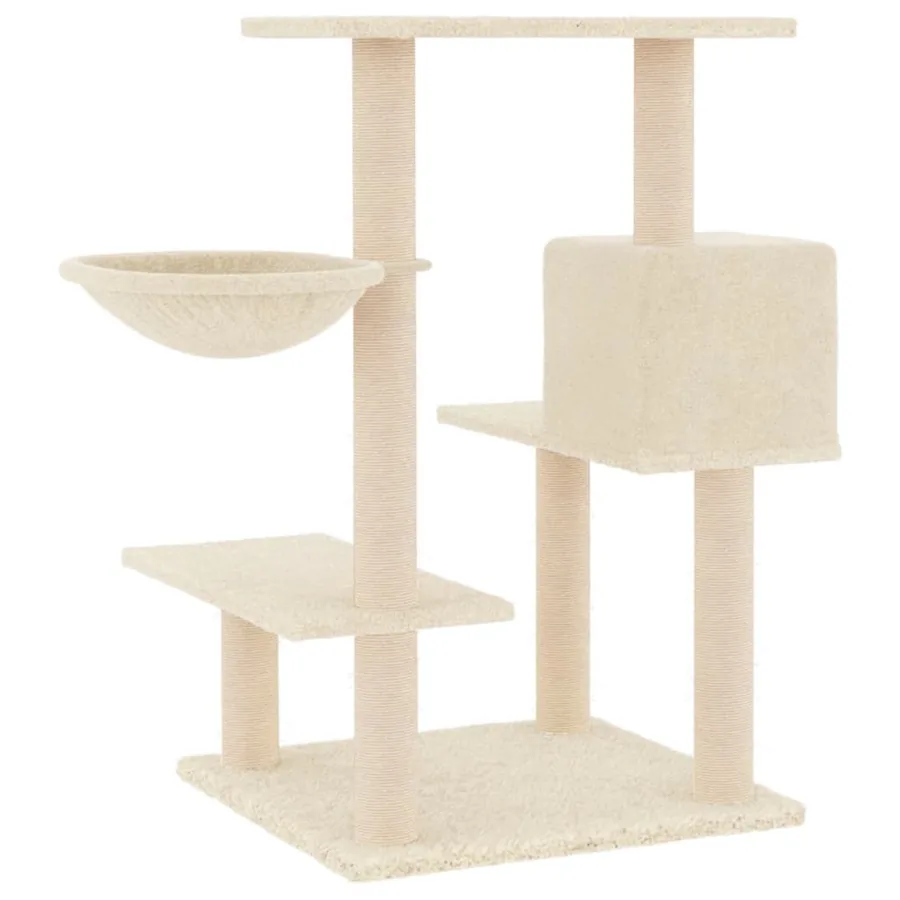 Arbre à chat avec griffoirs en sisal crème 82,5 cm - 5