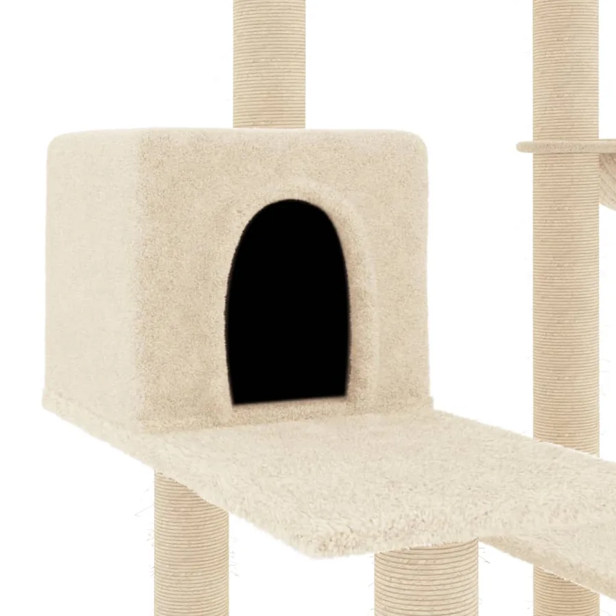 Arbre à chat avec griffoirs en sisal crème 82,5 cm - 6