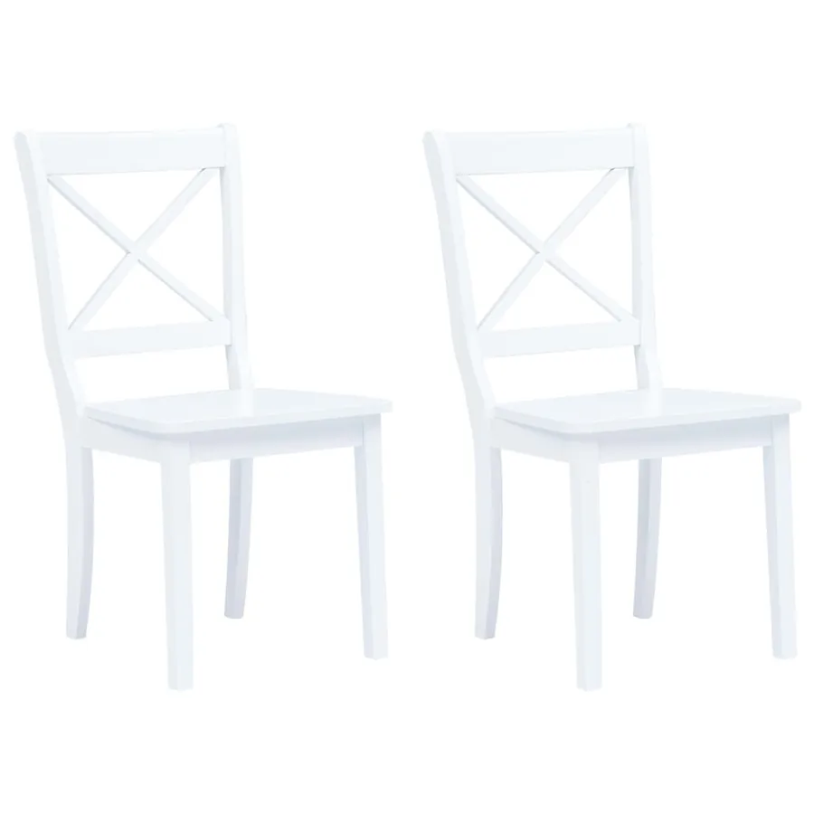 Chaises à manger lot de 2 blanc bois hévéa massif