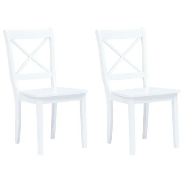 Chaises à manger lot de 2 blanc bois hévéa massif