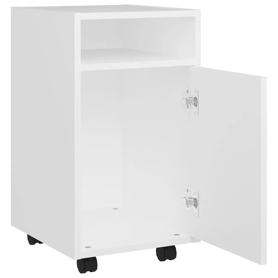 Armoire latérale avec roues Blanc 33x38x60 cm Bois d’ingénierie - 6
