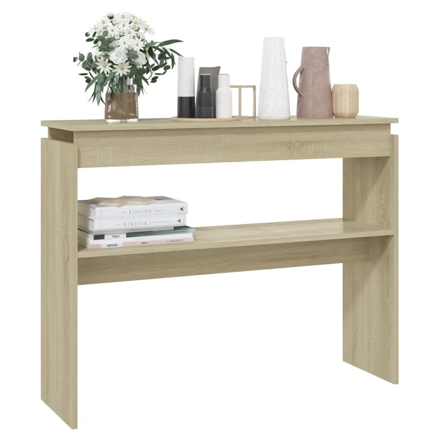 Table console chêne sonoma 102x30x80 cm bois d'ingénierie - 5