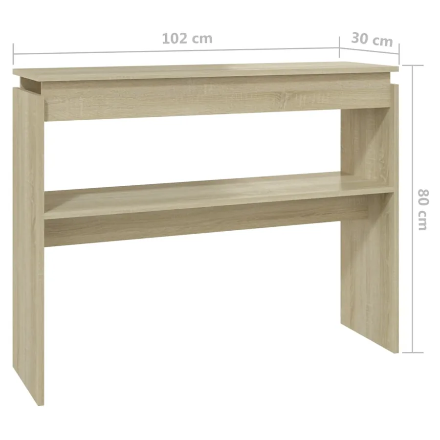 Table console chêne sonoma 102x30x80 cm bois d'ingénierie - 6