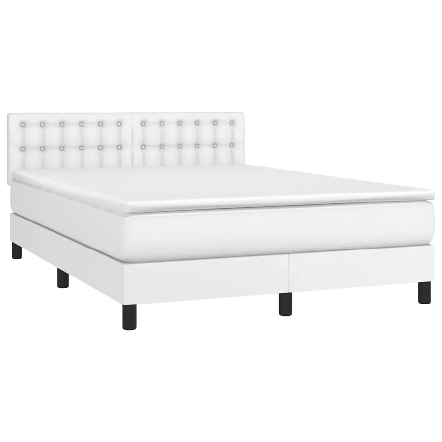 Sommier à lattes de lit avec matelas et LED Blanc 140x190 cm - 3