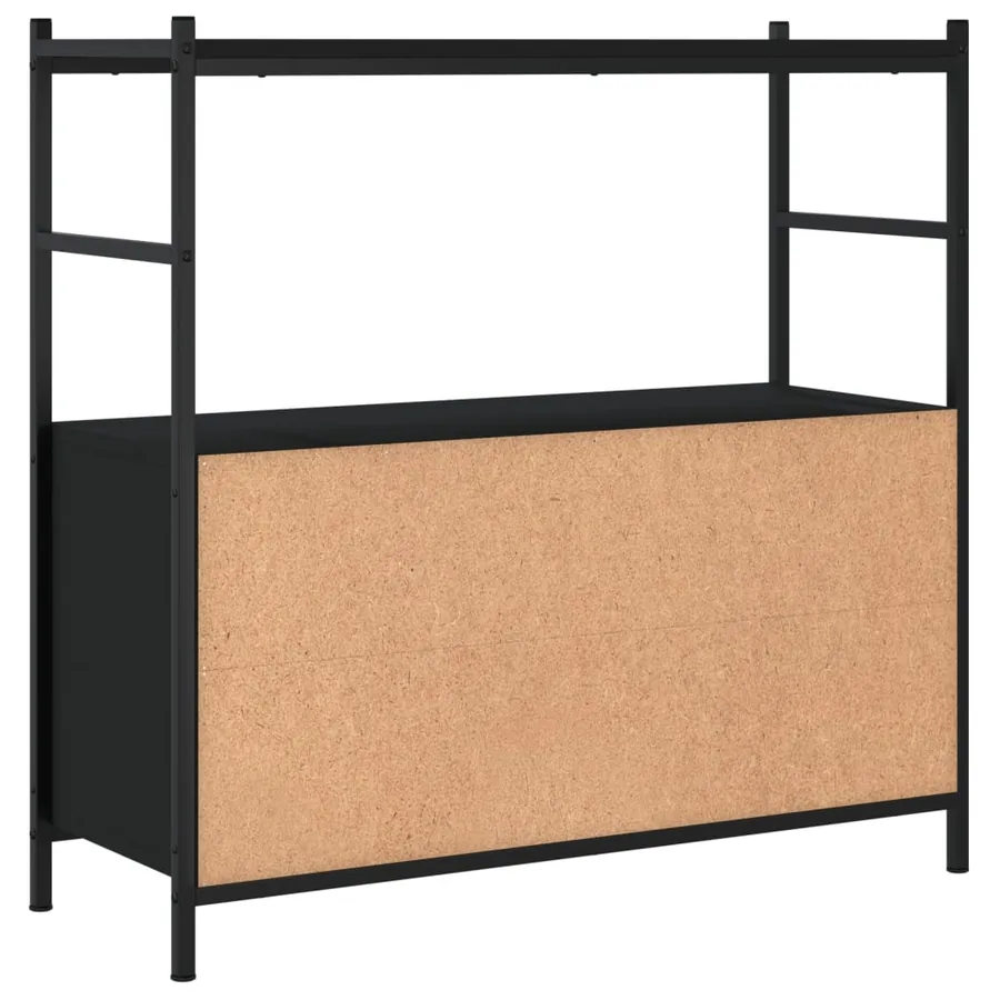 Bibliothèque noir 80x30x78,5 cm bois d'ingénierie et fer - 6