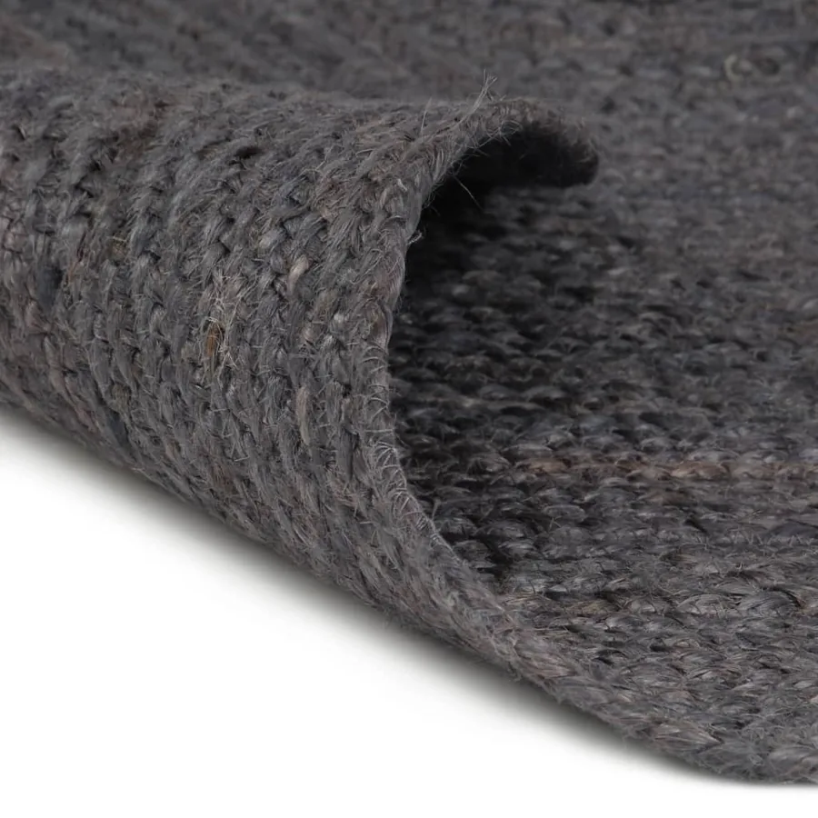 Tapis fait à la main Jute Rond 90 cm Gris foncé - 2