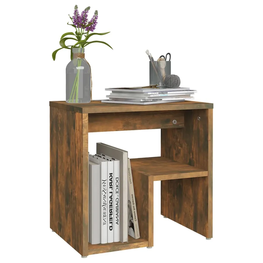 Table de chevet Chêne fumé 40x30x40 cm Bois d'ingénierie - 6