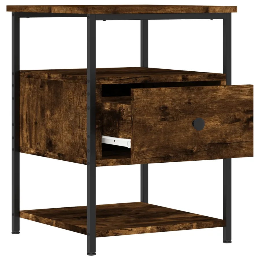 Table de chevet chêne fumé 40x42x56 cm bois d'ingénierie - 5