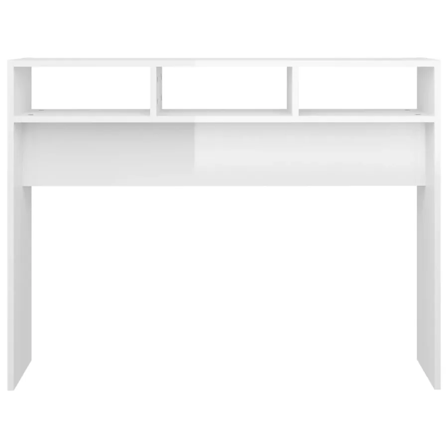 Table console blanc brillant 105x30x80 cm bois d'ingénierie - 4