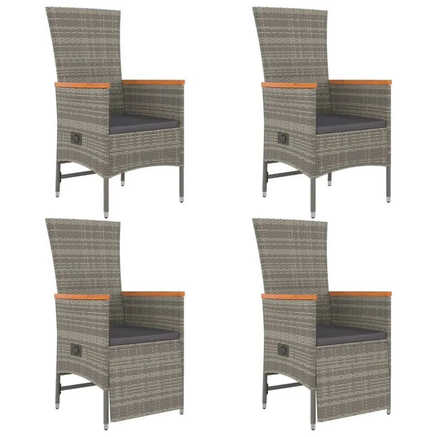 Ensemble à manger de jardin 5 pcs coussins gris résine tressée - 4