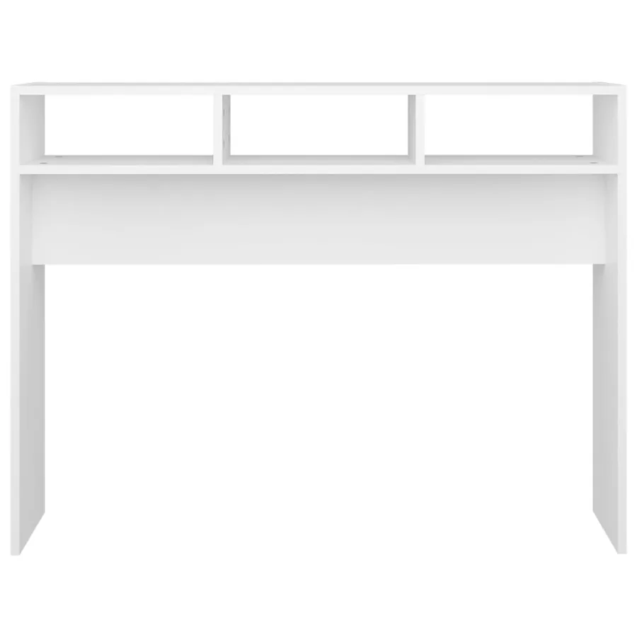 Table console blanc 105x30x80 cm bois d'ingénierie - 4