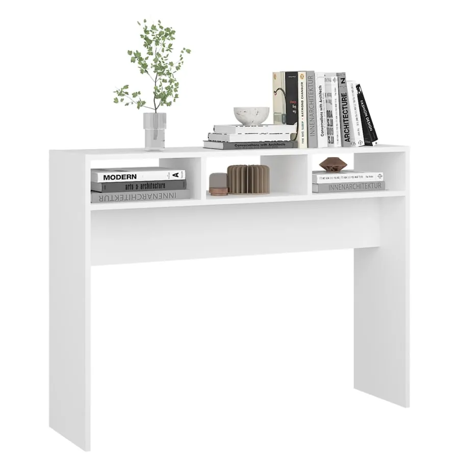 Table console blanc 105x30x80 cm bois d'ingénierie - 6