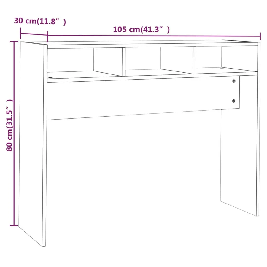 Table console blanc 105x30x80 cm bois d'ingénierie - 7