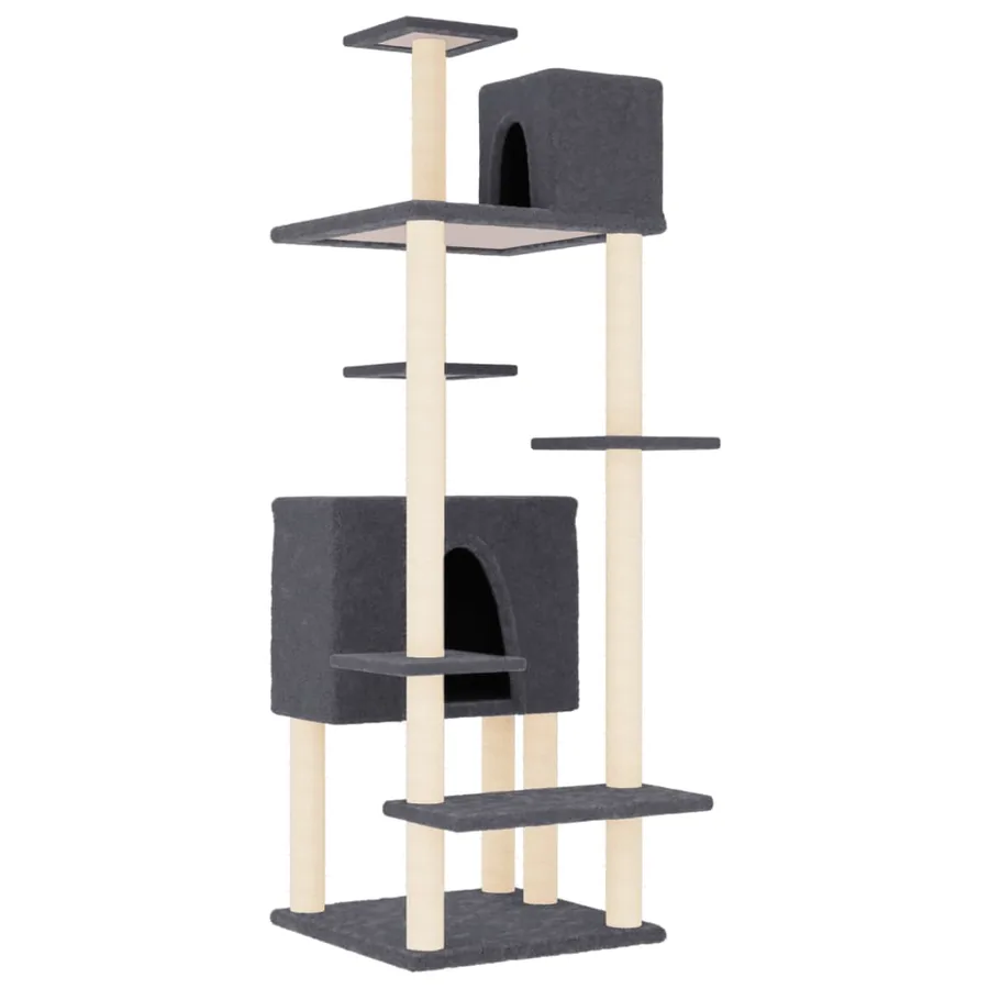 Arbre à chat avec griffoirs en sisal Gris foncé 154 cm - 2