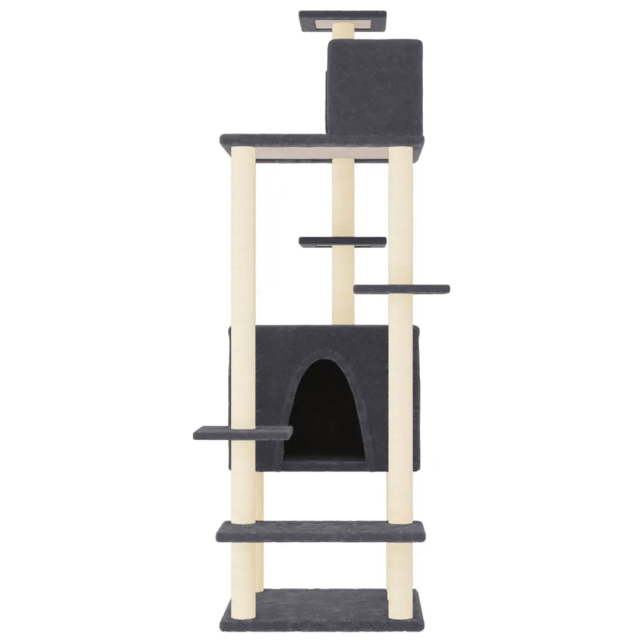 Arbre à chat avec griffoirs en sisal Gris foncé 154 cm - 3