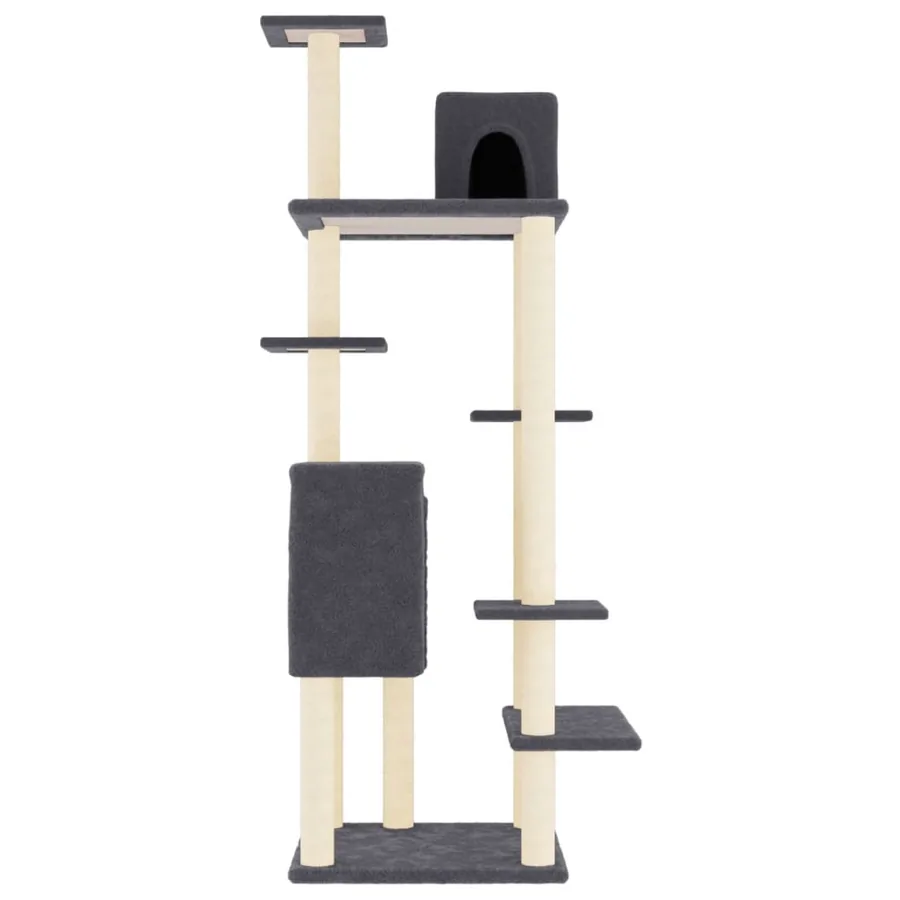 Arbre à chat avec griffoirs en sisal Gris foncé 154 cm - 4
