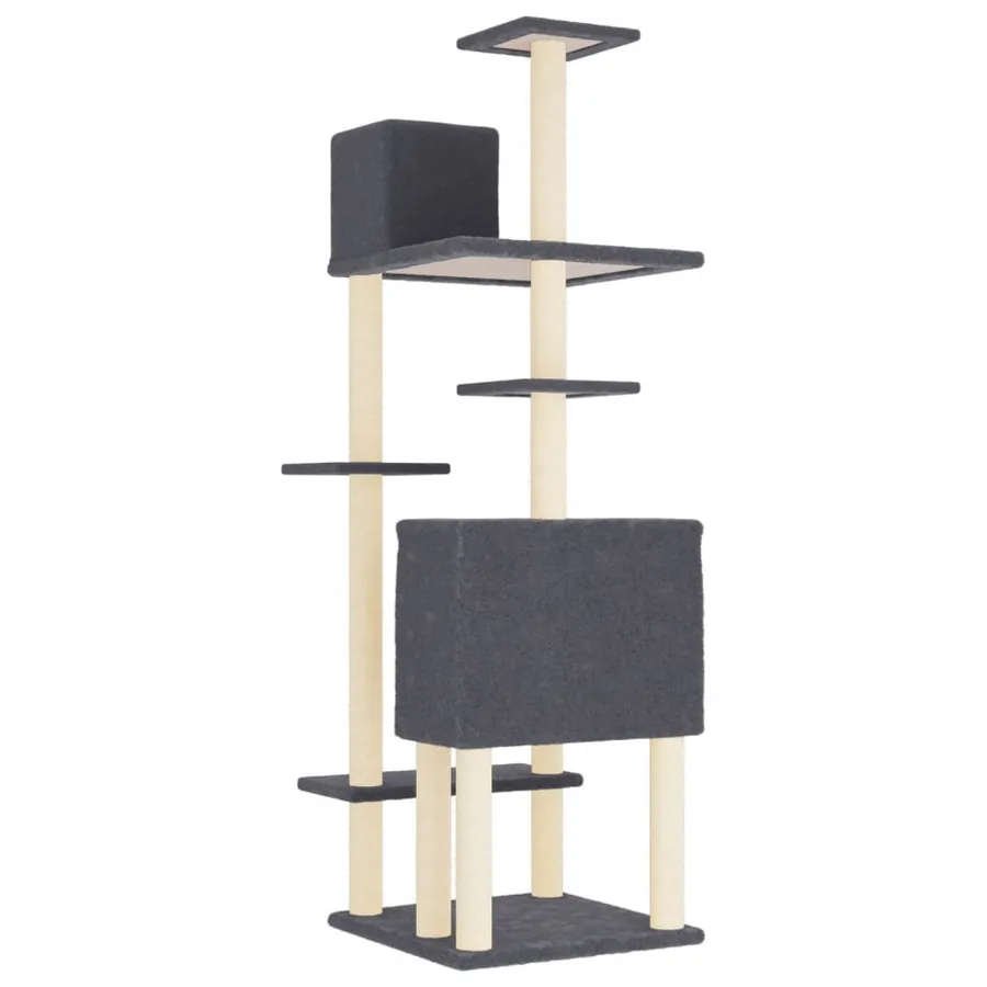 Arbre à chat avec griffoirs en sisal Gris foncé 154 cm - 5