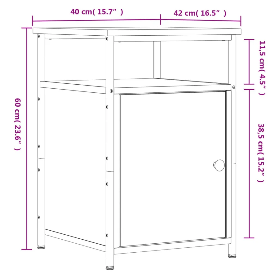 Tables de chevet 2 pcs chêne fumé 40x42x60 cm bois d'ingénierie - 13
