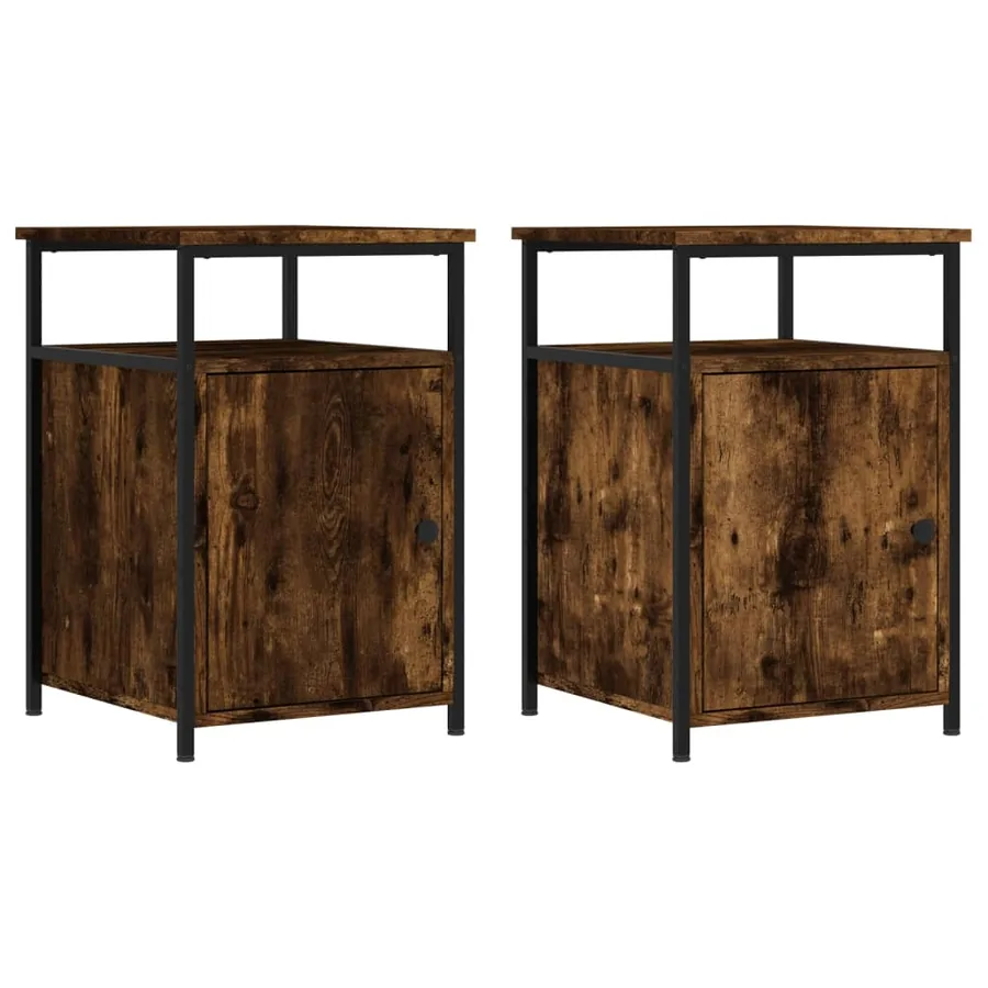 Tables de chevet 2 pcs chêne fumé 40x42x60 cm bois d'ingénierie - 2