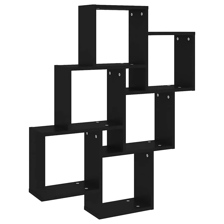 Étagère murale cube Noir 78x15x93 cm Bois d’ingénierie - 2