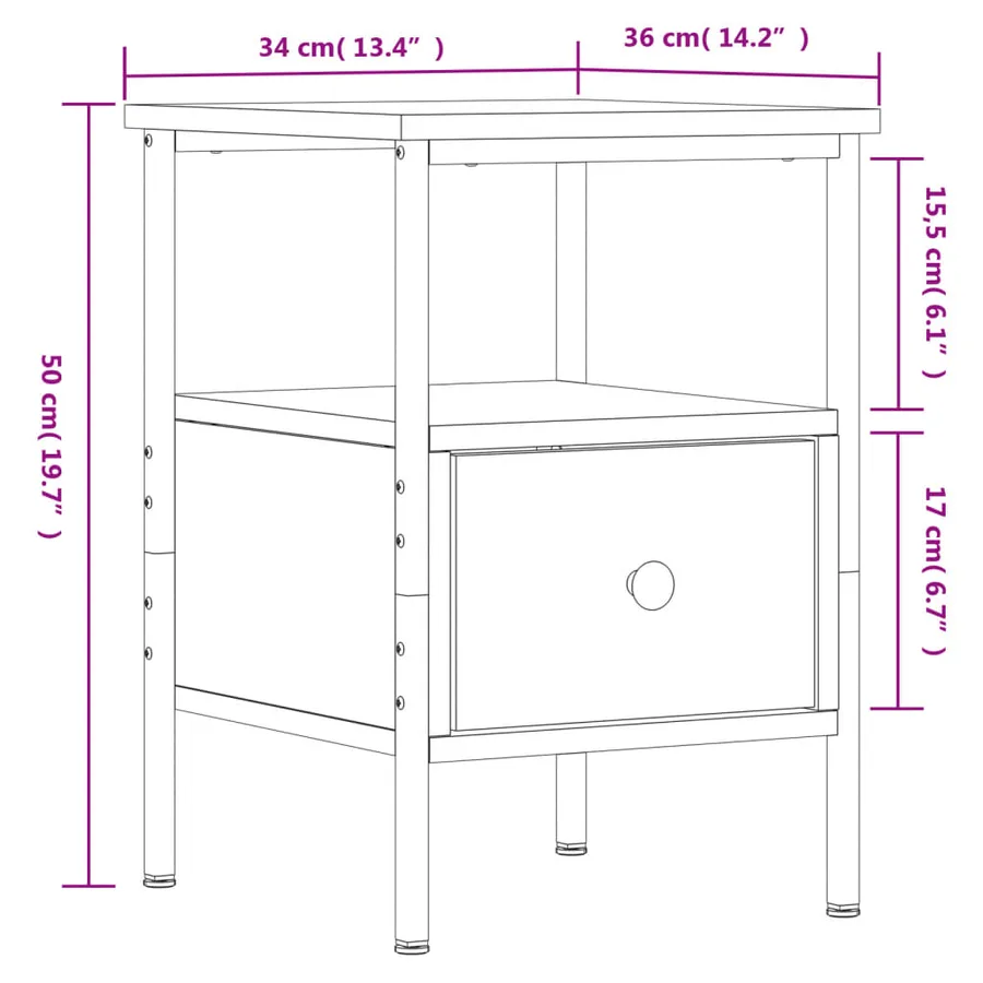 Tables de chevet 2 pcs chêne sonoma 34x36x50 cm bois ingénierie - 12