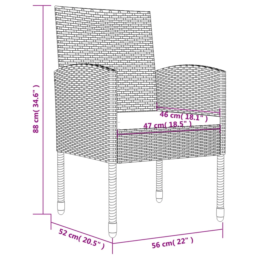 Ensemble à manger de jardin 5 pcs noir résine tressée et acier - 12