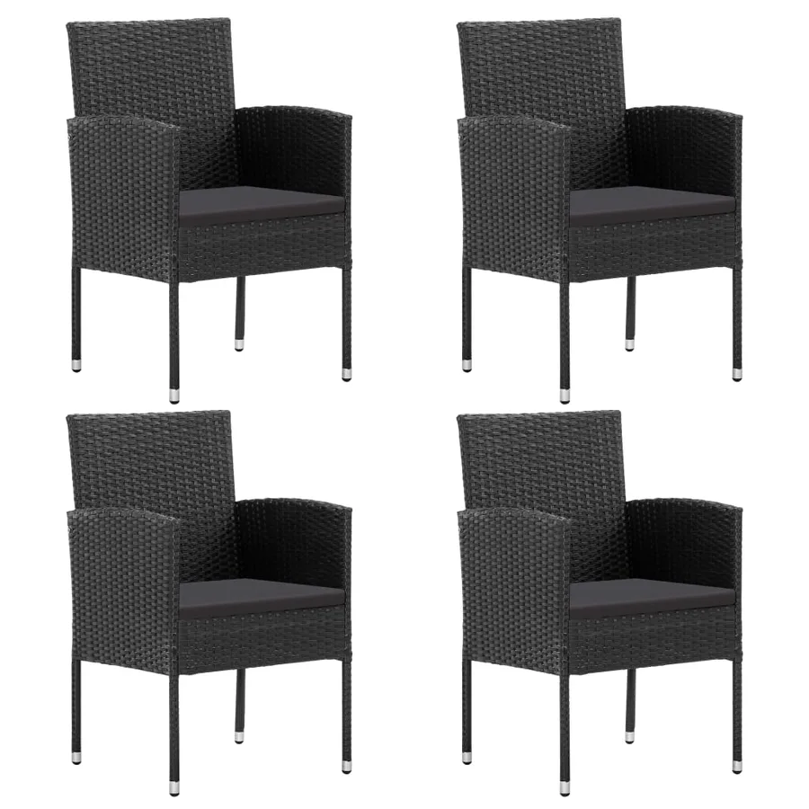 Ensemble à manger de jardin 5 pcs noir résine tressée et acier - 3