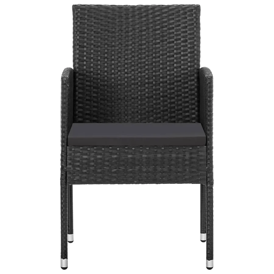 Ensemble à manger de jardin 5 pcs noir résine tressée et acier - 5