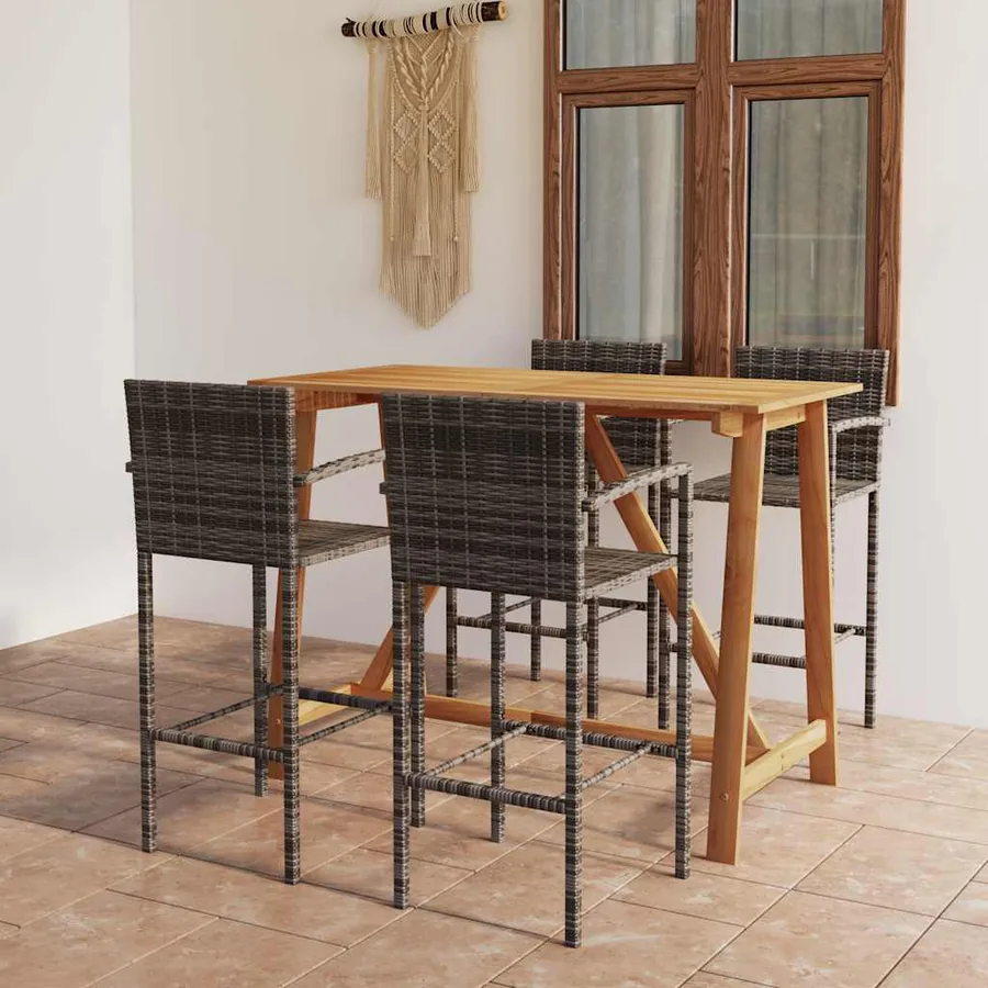Ensemble de bar de jardin 5 pcs Gris
