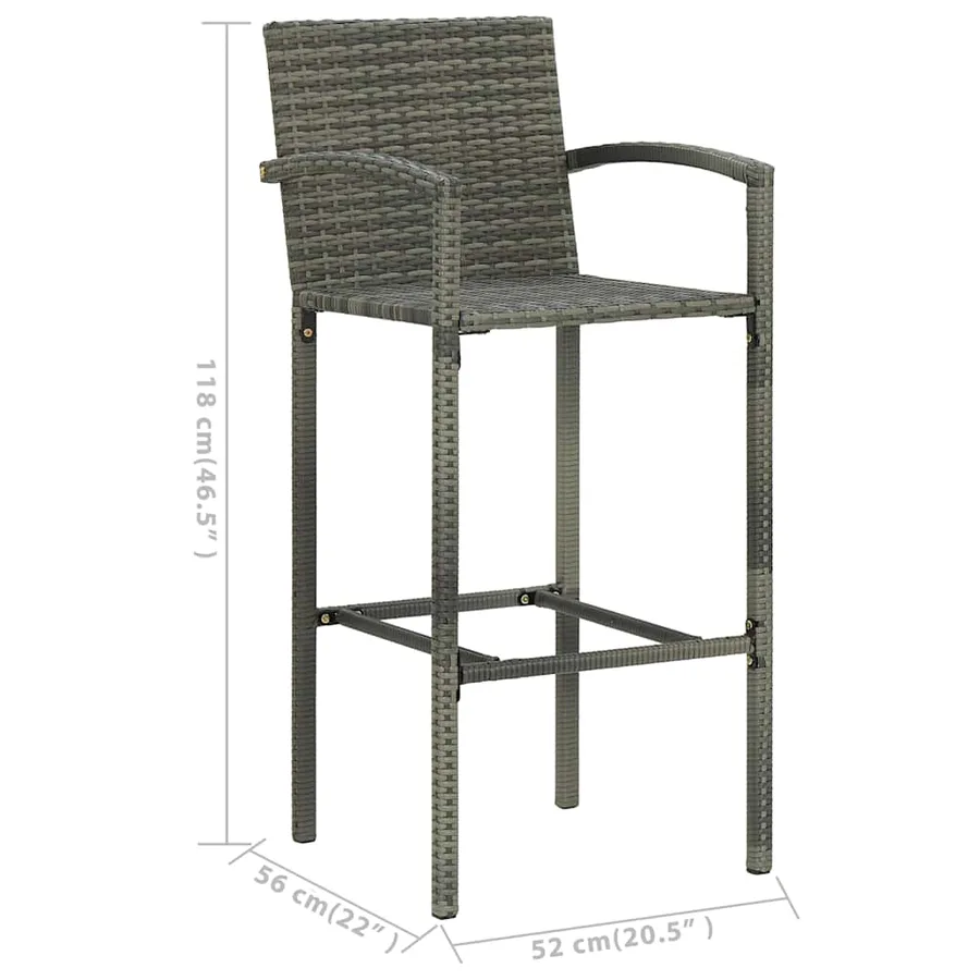 Ensemble de bar de jardin 5 pcs Gris - 11