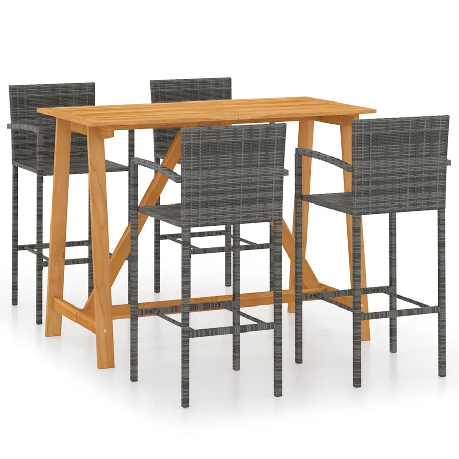 Ensemble de bar de jardin 5 pcs Gris - 2