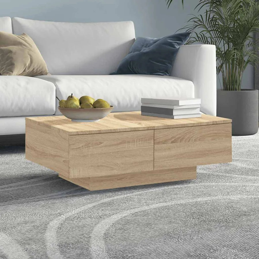 Table basse chêne sonoma 90x60x31 cm bois d'ingénierie