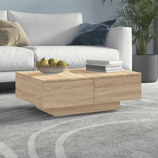 Table basse chêne sonoma 90x60x31 cm bois d'ingénierie