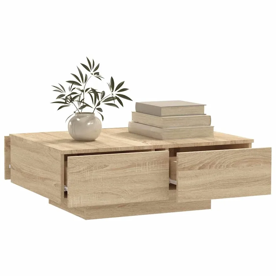 Table basse chêne sonoma 90x60x31 cm bois d'ingénierie - 3