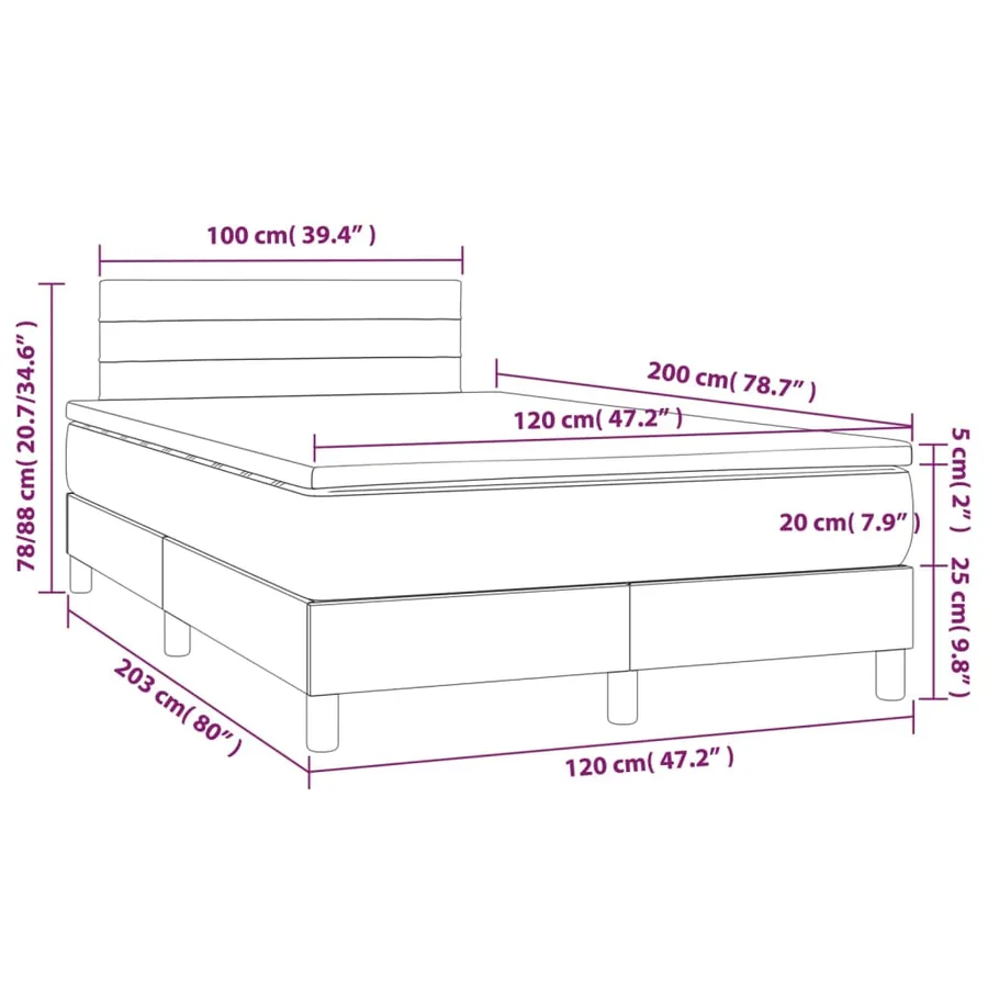 Sommier à lattes de lit avec matelas Rose 120x200 cm Velours - 7