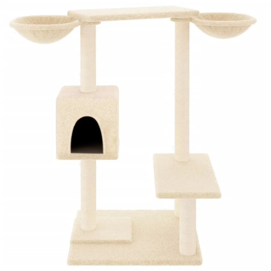 Arbre à chat avec griffoirs crème 82 cm - 3
