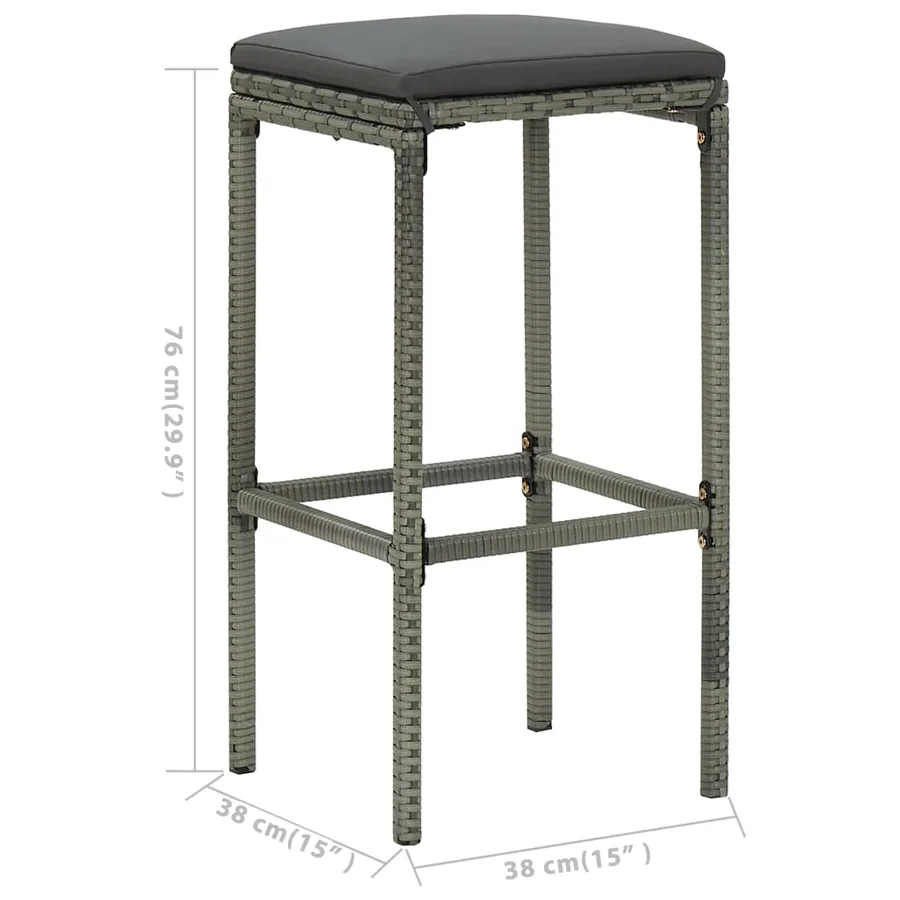 Ensemble de bar de jardin avec coussins 5 pcs Gris - 11