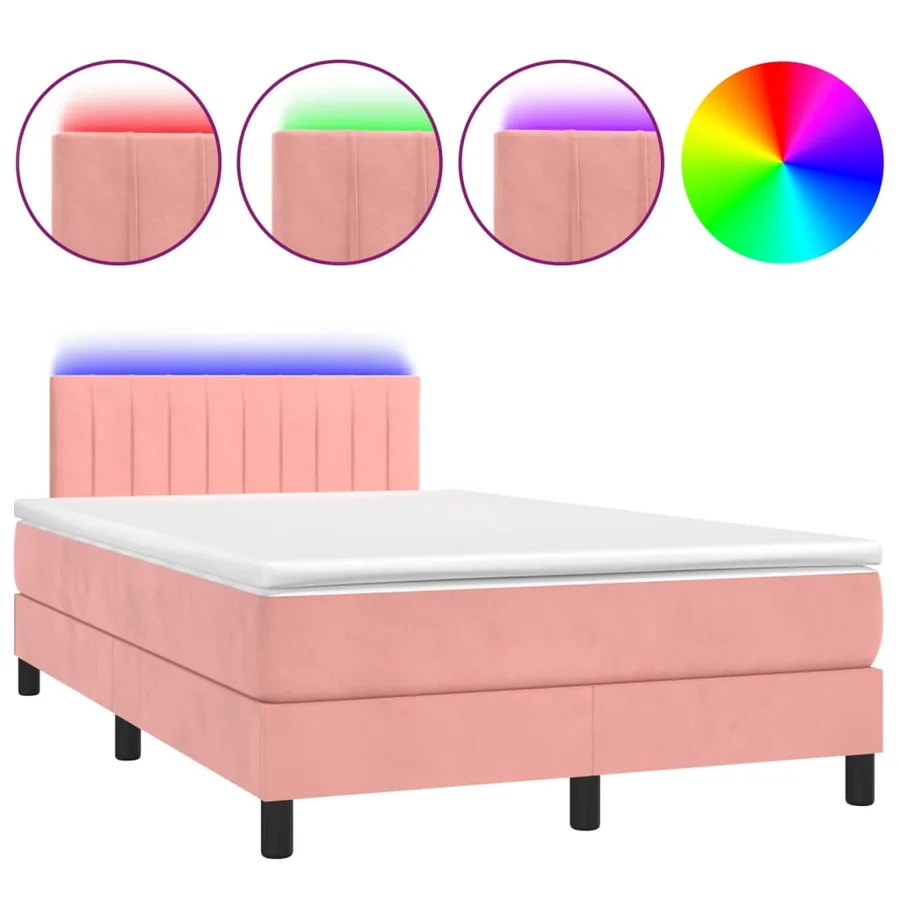 Sommier à lattes de lit avec matelas et LED Rose 120x200cm - 2
