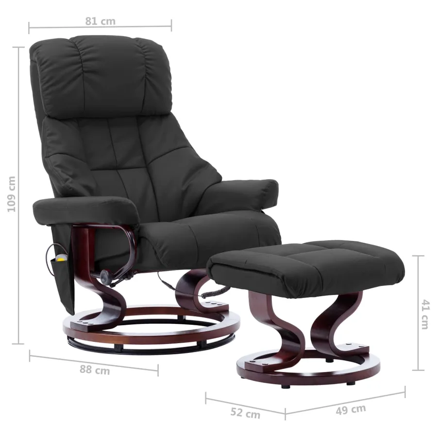 Fauteuil de massage inclinable Gris Similicuir et bois courbé - 7
