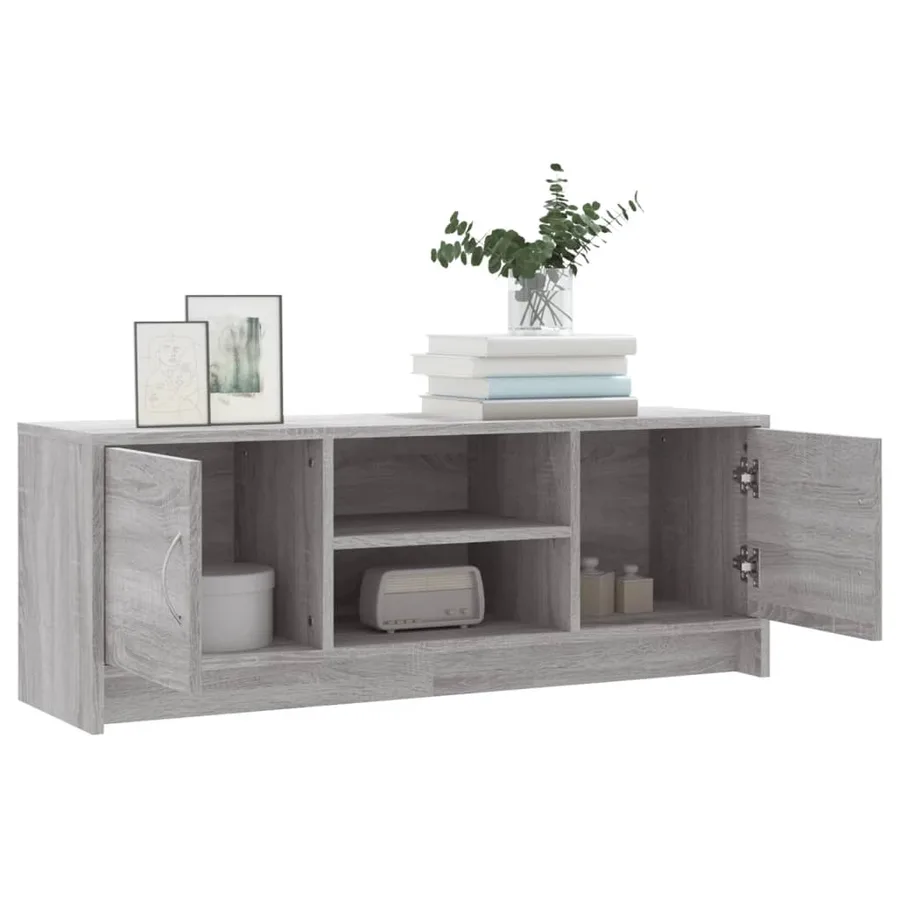 Meuble TV sonoma gris 102x30x37,5 cm bois d'ingénierie - 4