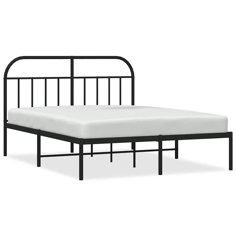 Cadre de lit métal sans matelas avec tête de lit noir 140x200cm - 2