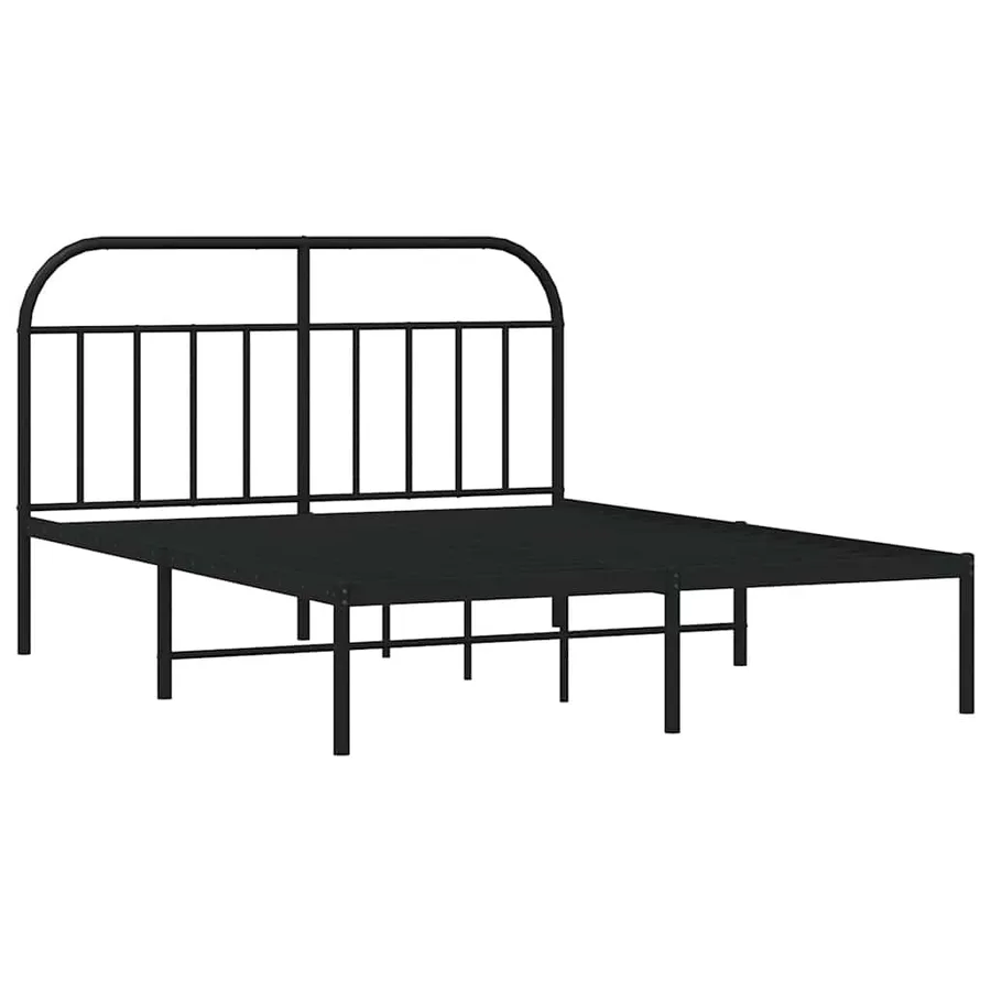 Cadre de lit métal sans matelas avec tête de lit noir 140x200cm - 3